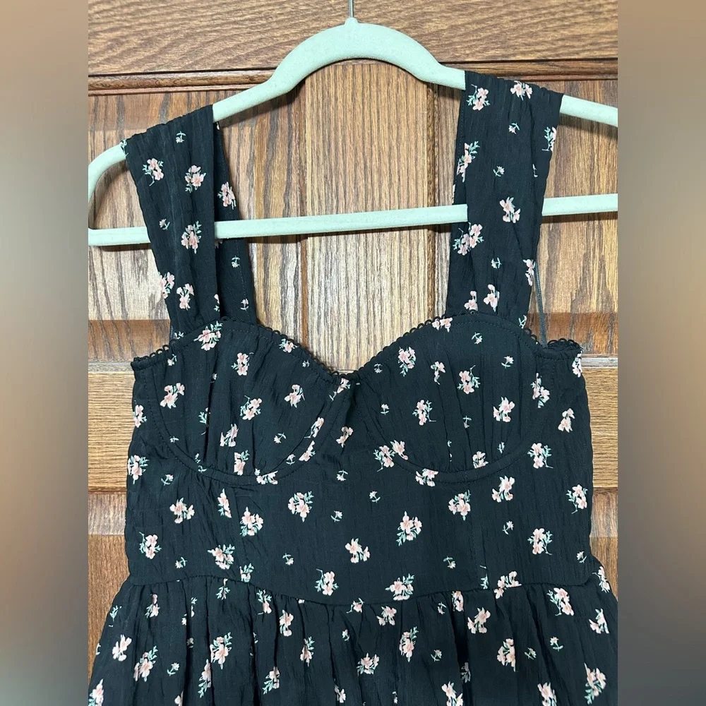 Talulah Black Tiered Dress with Pink Floral Print - Picture 2 of 6